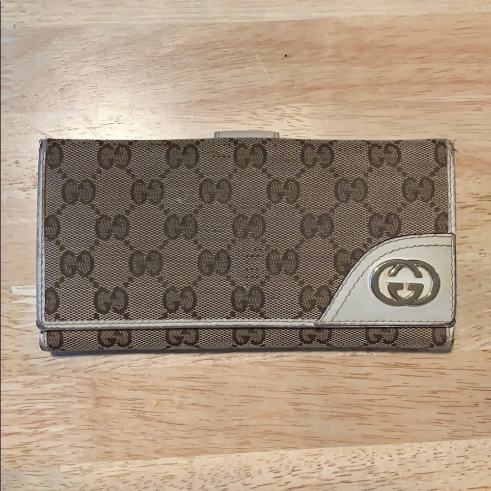 Vintage Gucci leather and canvas wallet